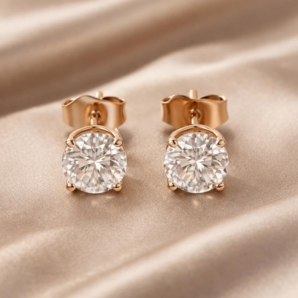 Boucles d'oreilles en zirconium avec or blanc
