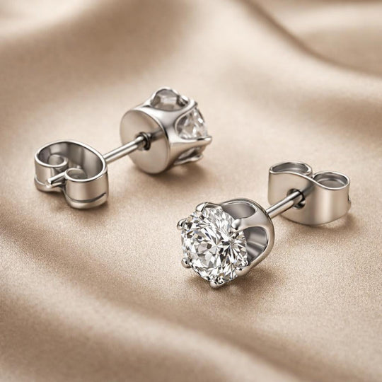 Boucles d'oreilles en zirconium avec or blanc