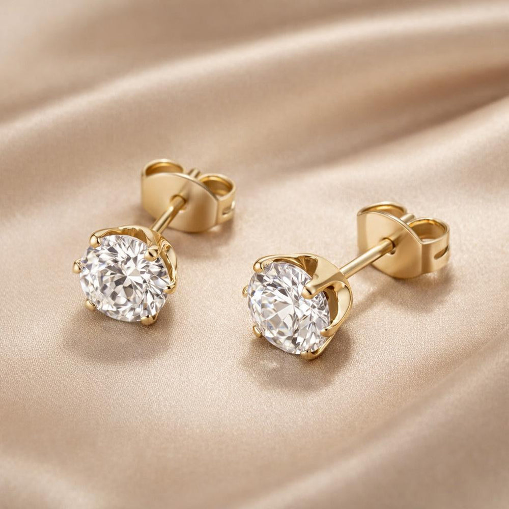 Boucles d'oreilles en zirconium avec or blanc