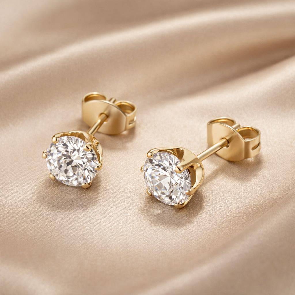 Boucles d'oreilles en zirconium avec or blanc