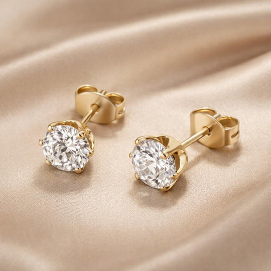Boucles d'oreilles en zirconium avec or blanc