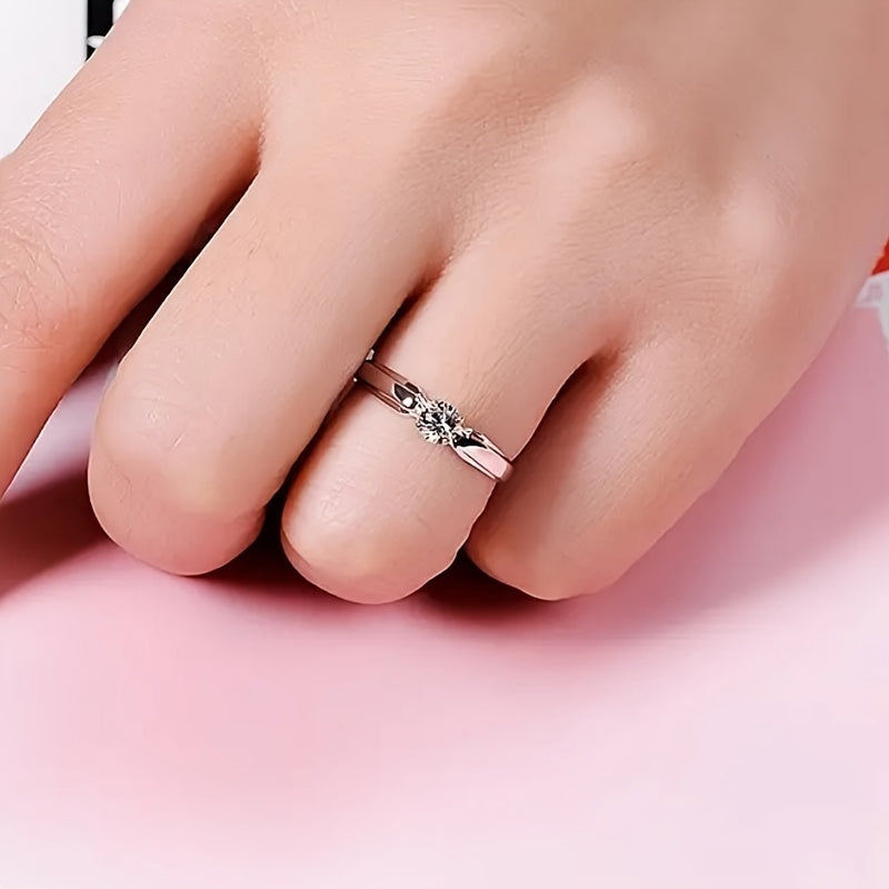 Bague minimaliste en zirconium avec or blanc