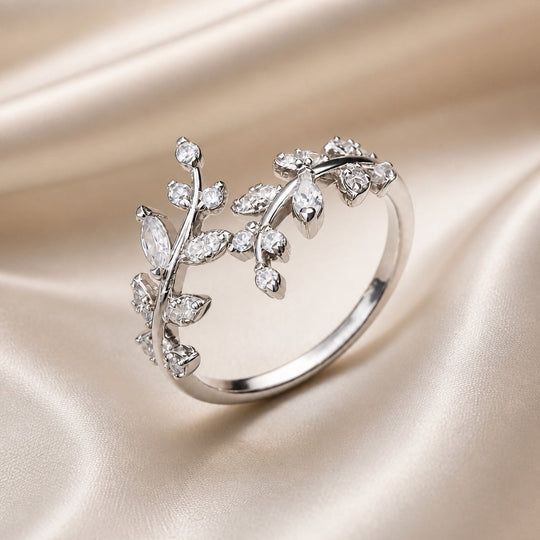 Bague à Vigne en Or Blanc avec Zirconia