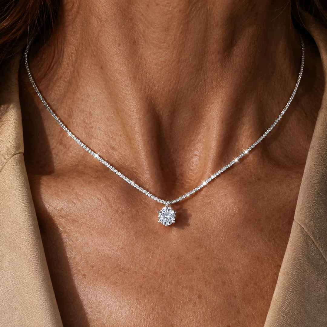 Collier Éternité avec Zirconiums en Or Blanc