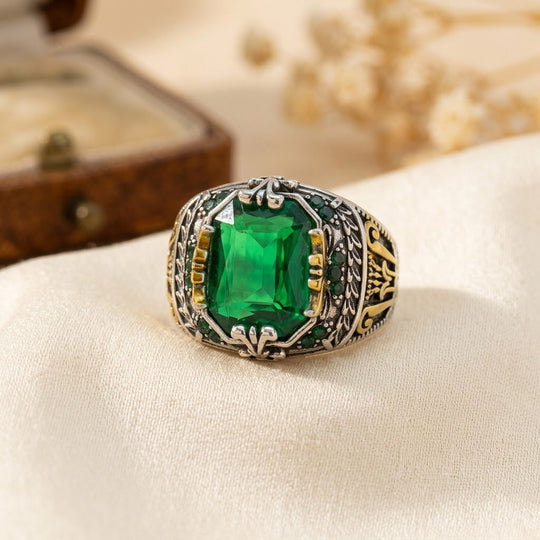 Bague Vintage en Argent Émeraude