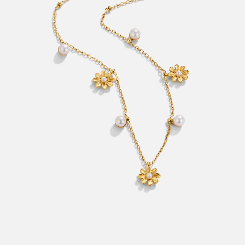Collier Automnal en Fleurs et Perles