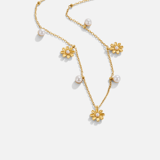 Collier Automnal en Fleurs et Perles