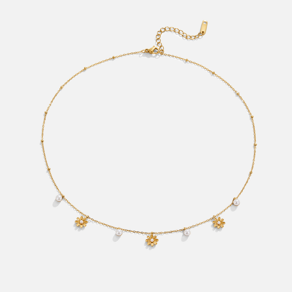 Collier Automnal en Fleurs et Perles