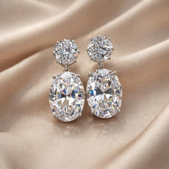Boucles d'oreilles en or blanc avec zirconia majestueuse