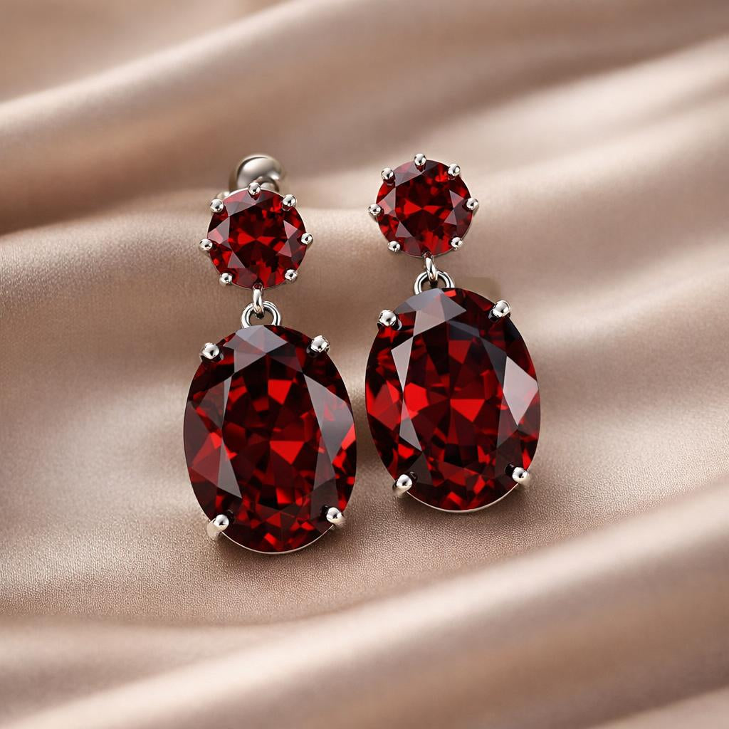 Boucles d'oreilles en or blanc avec zirconia majestueuse