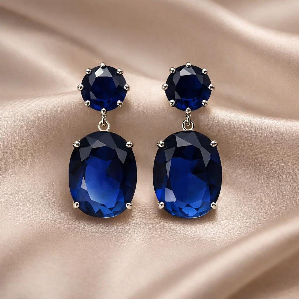 Boucles d'oreilles en or blanc avec zirconia majestueuse