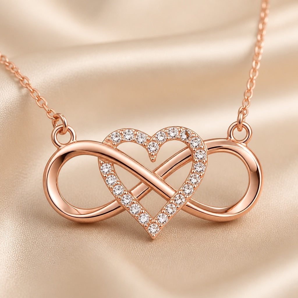Pendentif Cœur Infini en Or Blanc avec Collier