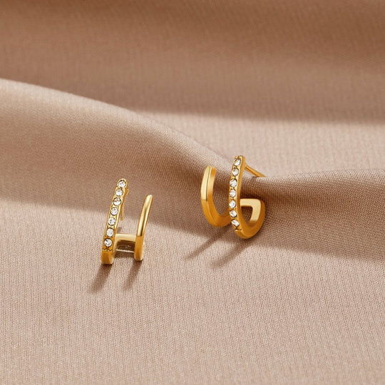 Boucles d'Oreilles en Or 18K et Cristal en Forme de Griffe