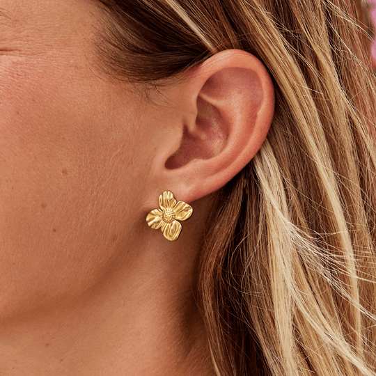Boucles d'oreilles en or 18K en forme de fleur
