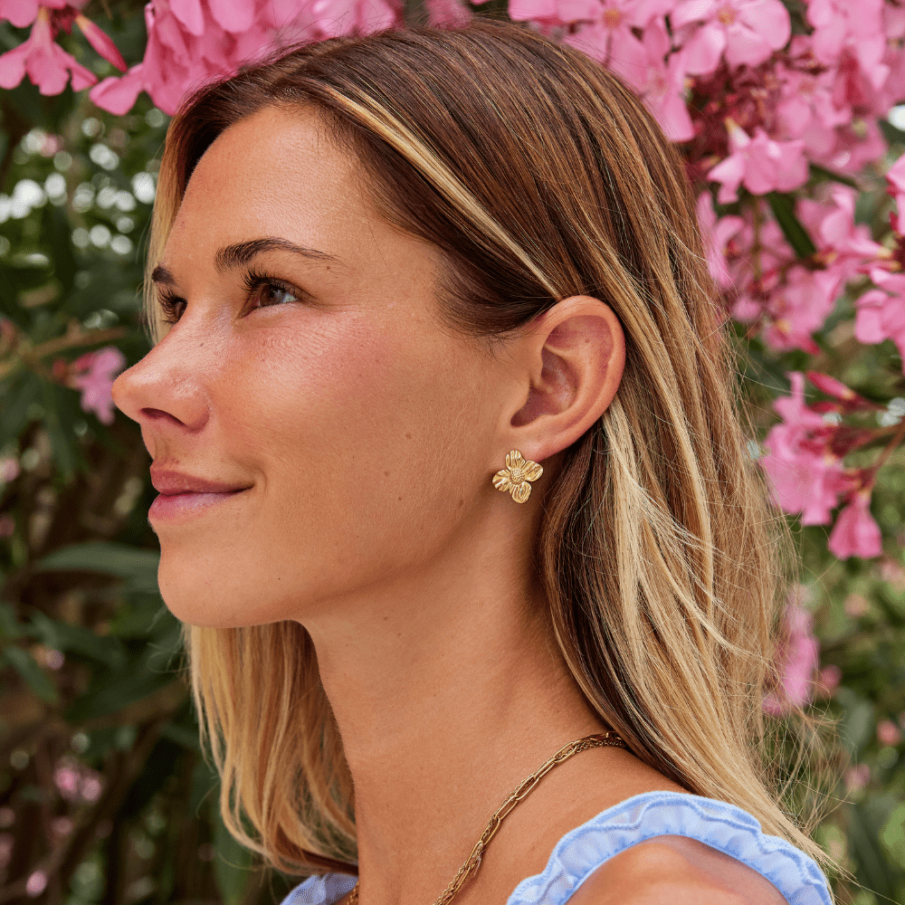 Boucles d'oreilles en or 18K en forme de fleur