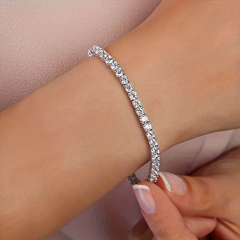 Bracelet tennis en or blanc et cristaux