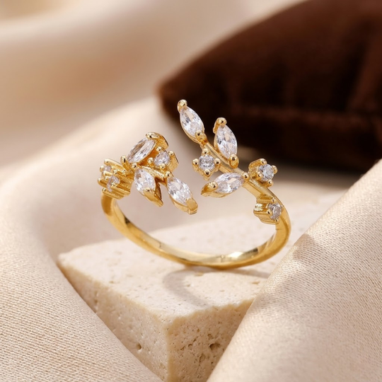 Bague en Or à Feuille Ouverte