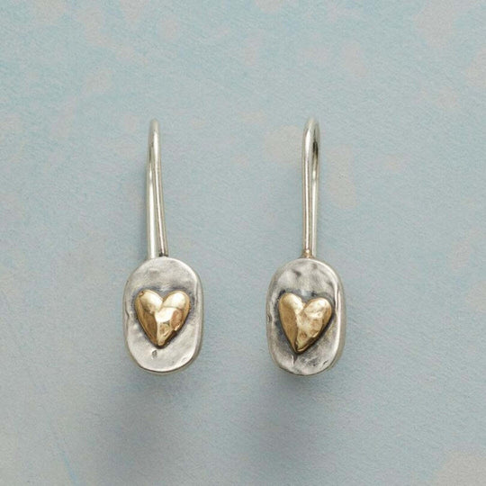 Boucles d'oreilles vintage en cœur doré incrusté