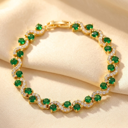 Bracelet Halo en Émeraude Dorée