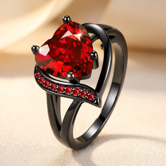 Bague Cœur en Rubis Argent
