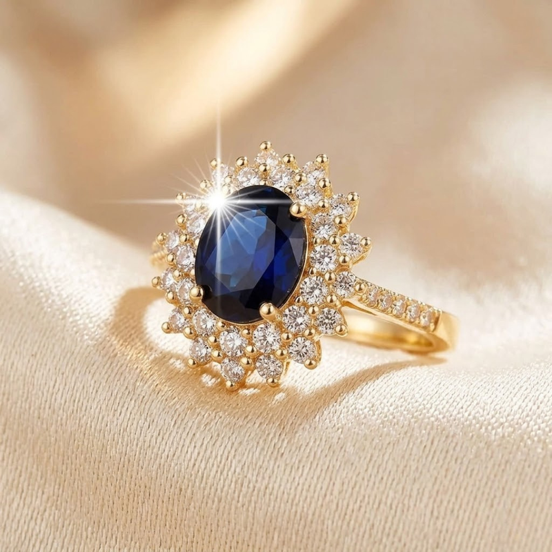 Bague Halo Saphir en Or