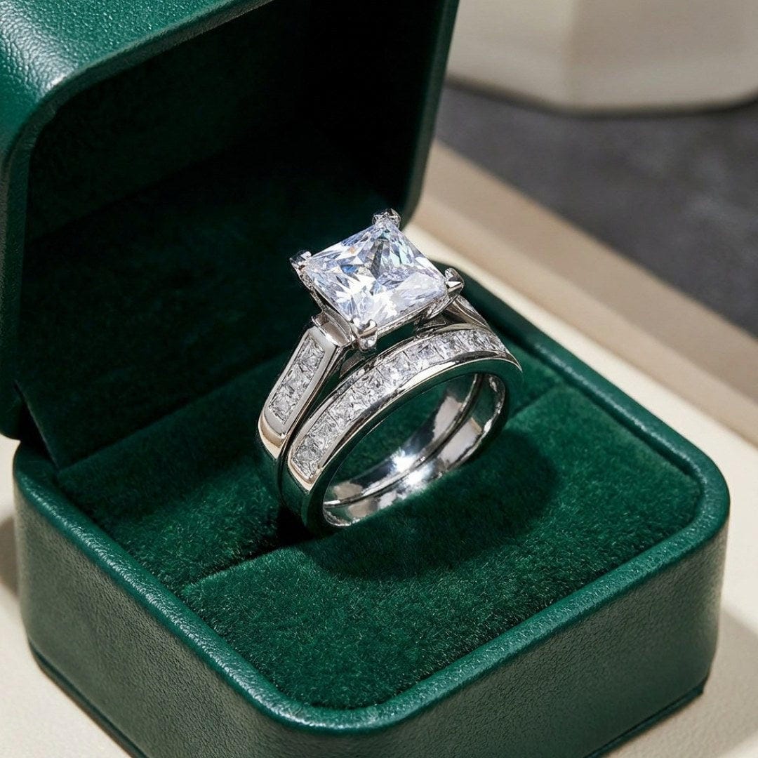 Ensemble de Bagues de Promesse en Zirconia Exquis