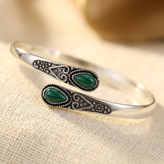 Bracelet Vintage Émeraude Argent