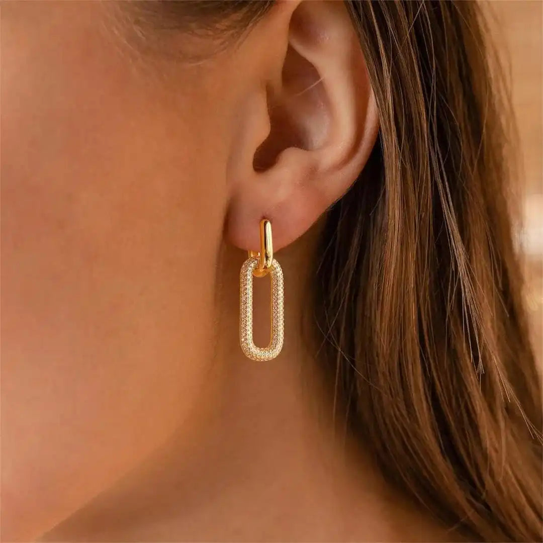 Boucles d'oreilles géométriques rétro en strass