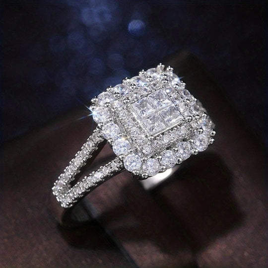 Bague de Mariage en Zirconia en Forme Carrée