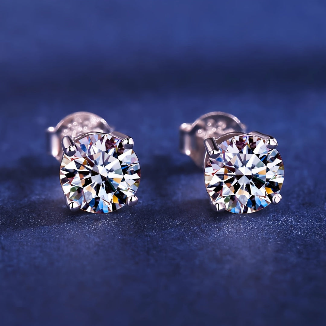 Boucles d'Oreilles en Or Blanc avec Zirconia Cubique
