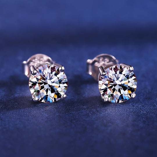 Boucles d'Oreilles en Or Blanc avec Zirconia Cubique