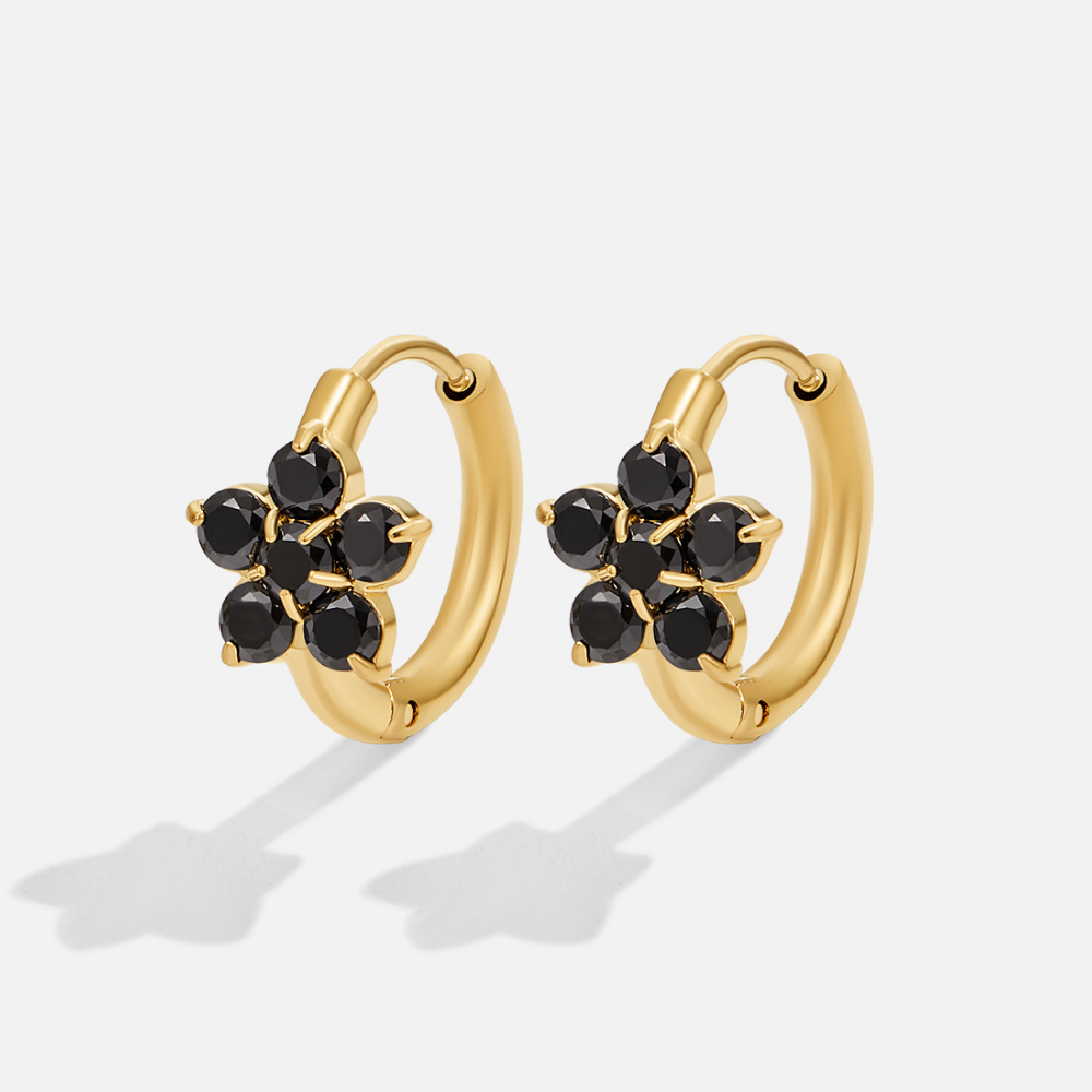 Boucles d'oreilles créoles en cristal noir