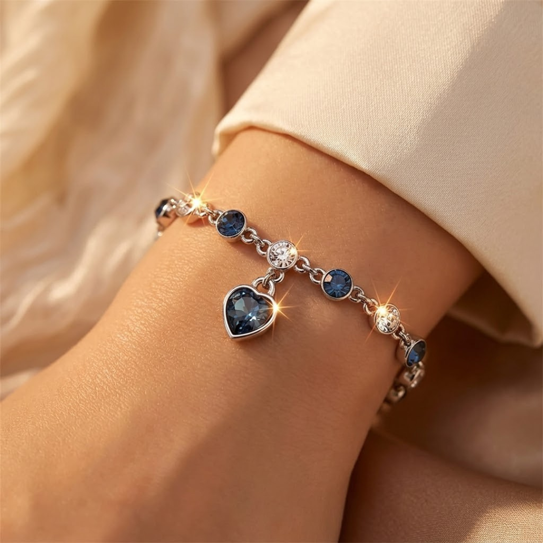 Bracelet Chaîne en Cœur de Saphir Argenté