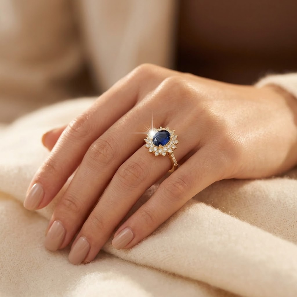 Bague Halo Saphir en Or