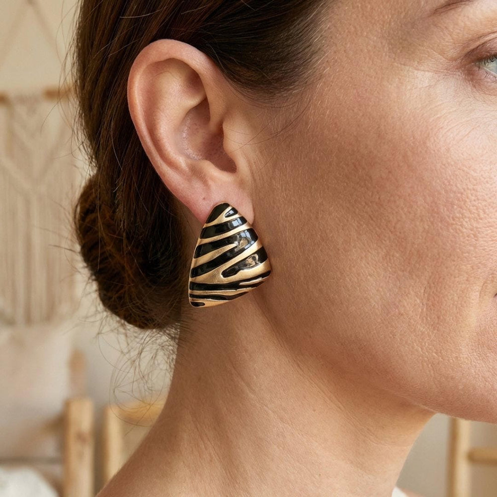 Boucles d'oreilles clous en forme de triangle zèbre