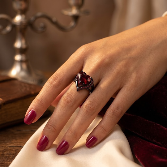 Bague Cœur en Rubis Argent