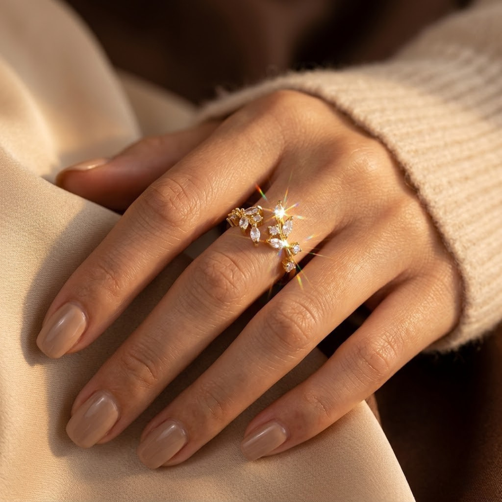 Bague en Or à Feuille Ouverte