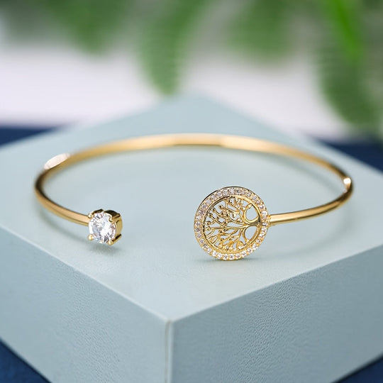 Bracelet en Or Blanc avec Arbre de Vie