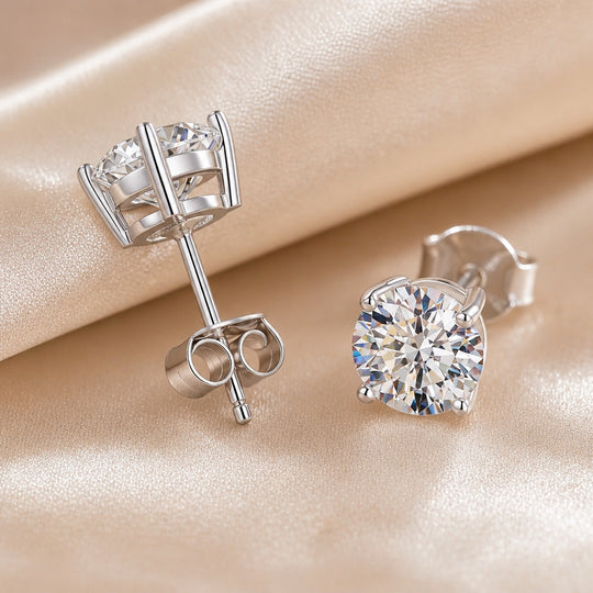 Boucles d'Oreilles en Or Blanc avec Zirconia Cubique