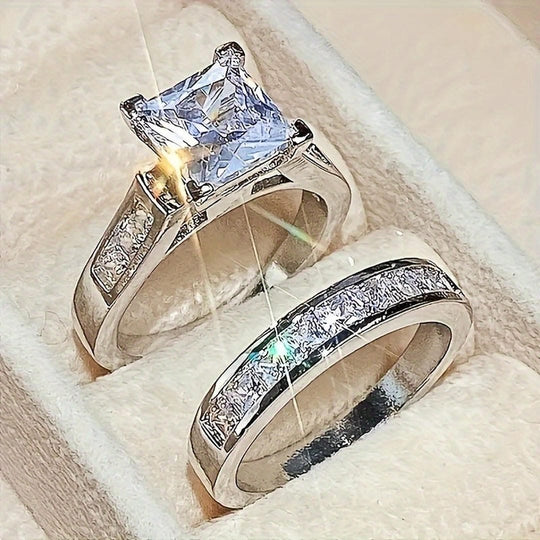 Ensemble de Bagues de Promesse en Zirconia Exquis