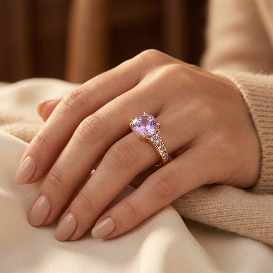 Bague en Améthyste Dorée