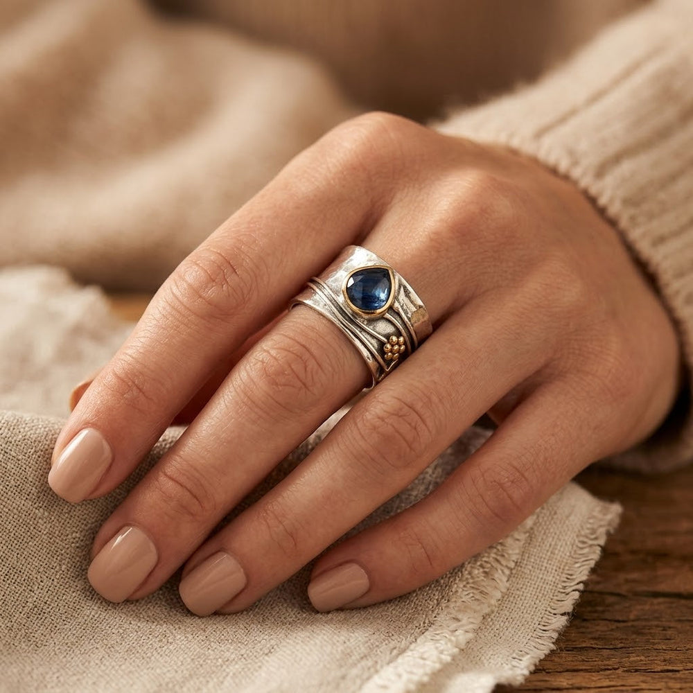 Bague avec Accent en Argent et Or