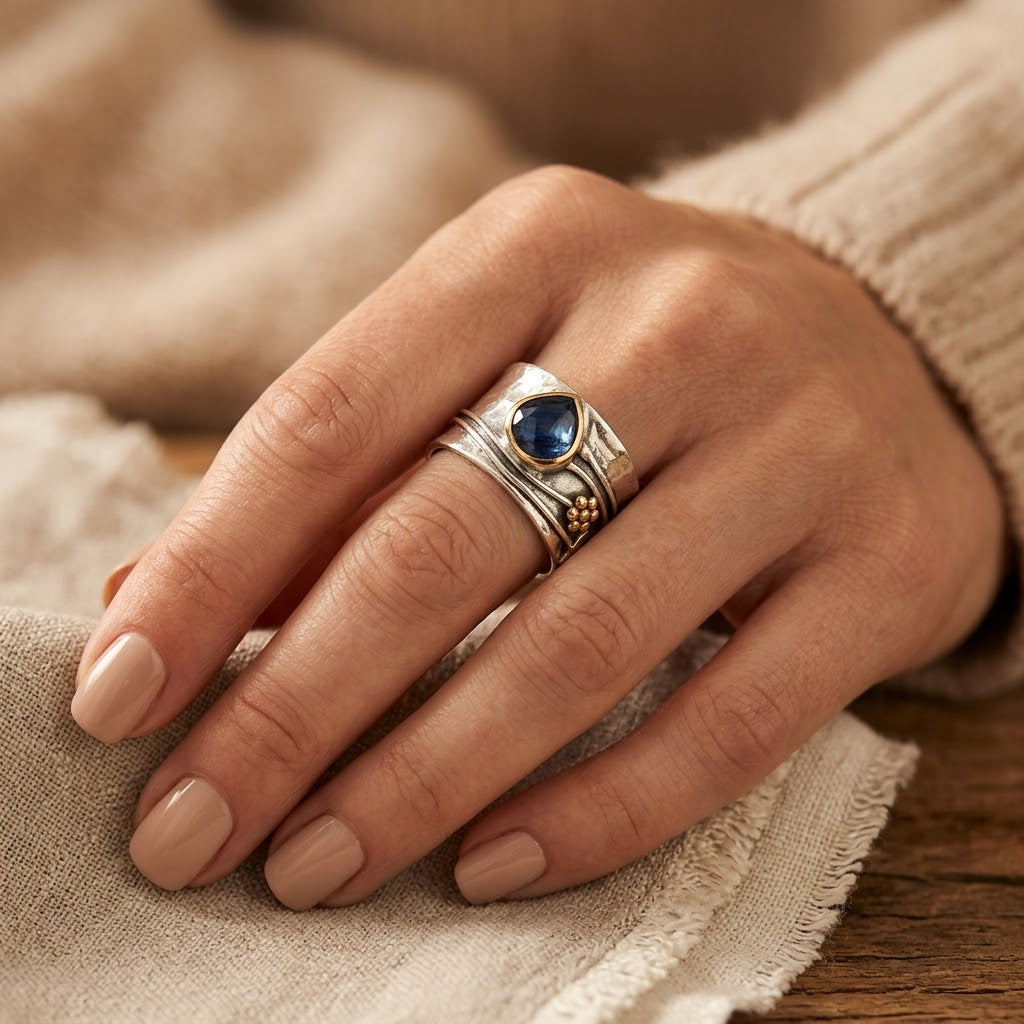 Bague avec Accent en Argent et Or