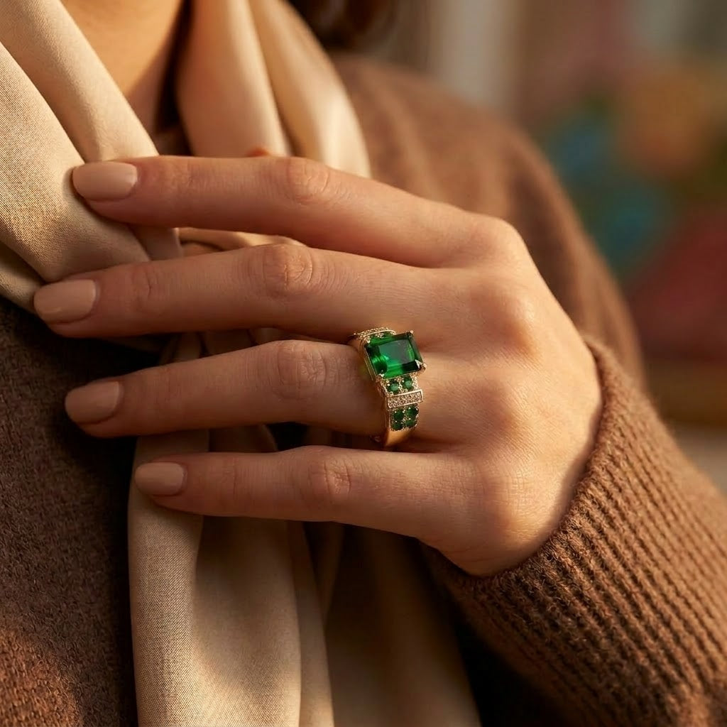 Bague Multi-Pierre en Or Émeraude