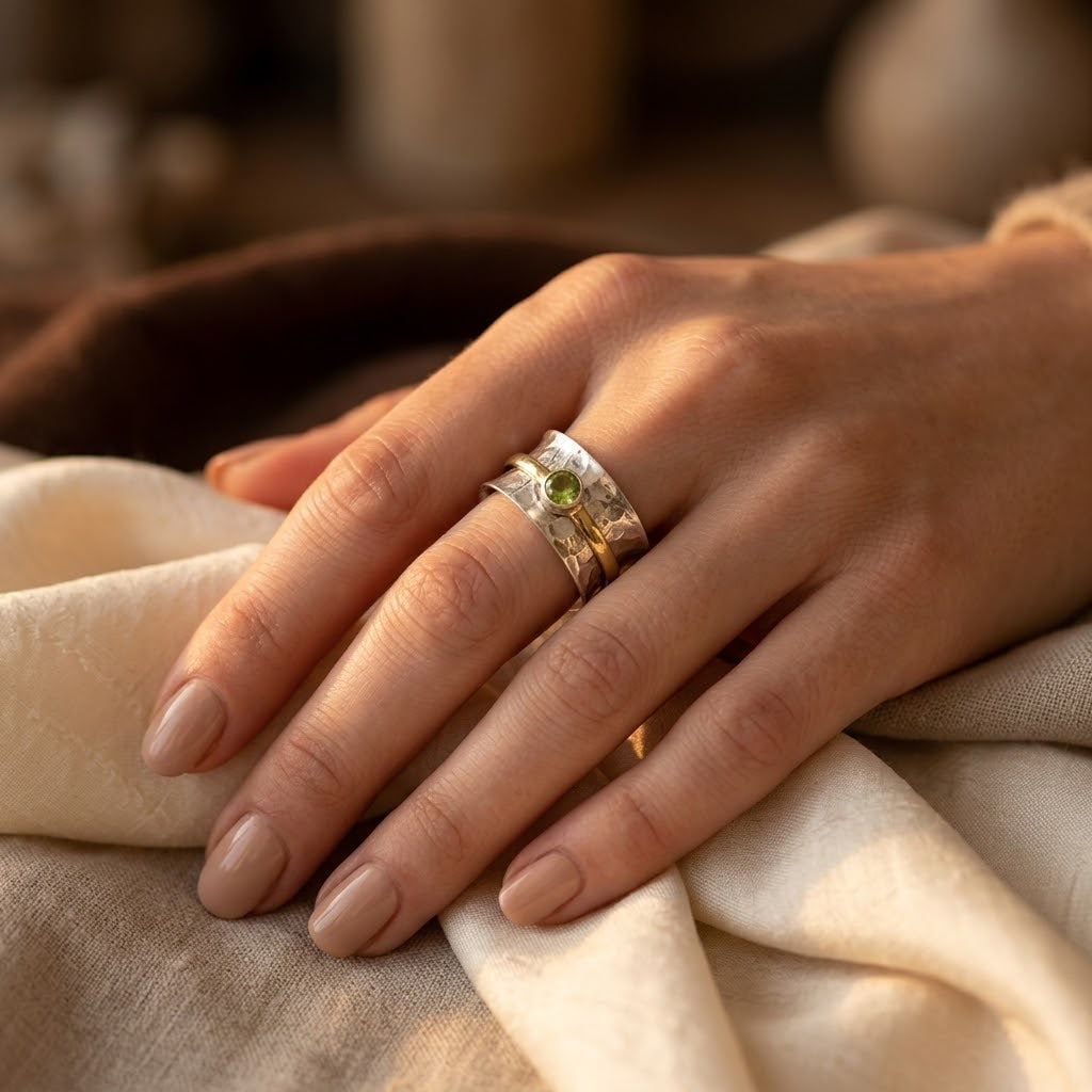 Bague rustique en argent et or
