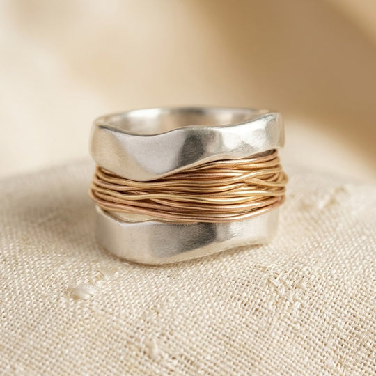 Bague en Argent et Or Enveloppée
