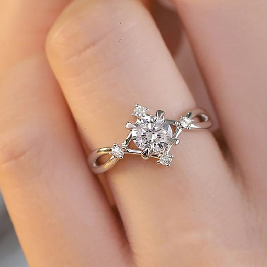 Bague en zirconia avec plaquage en or blanc