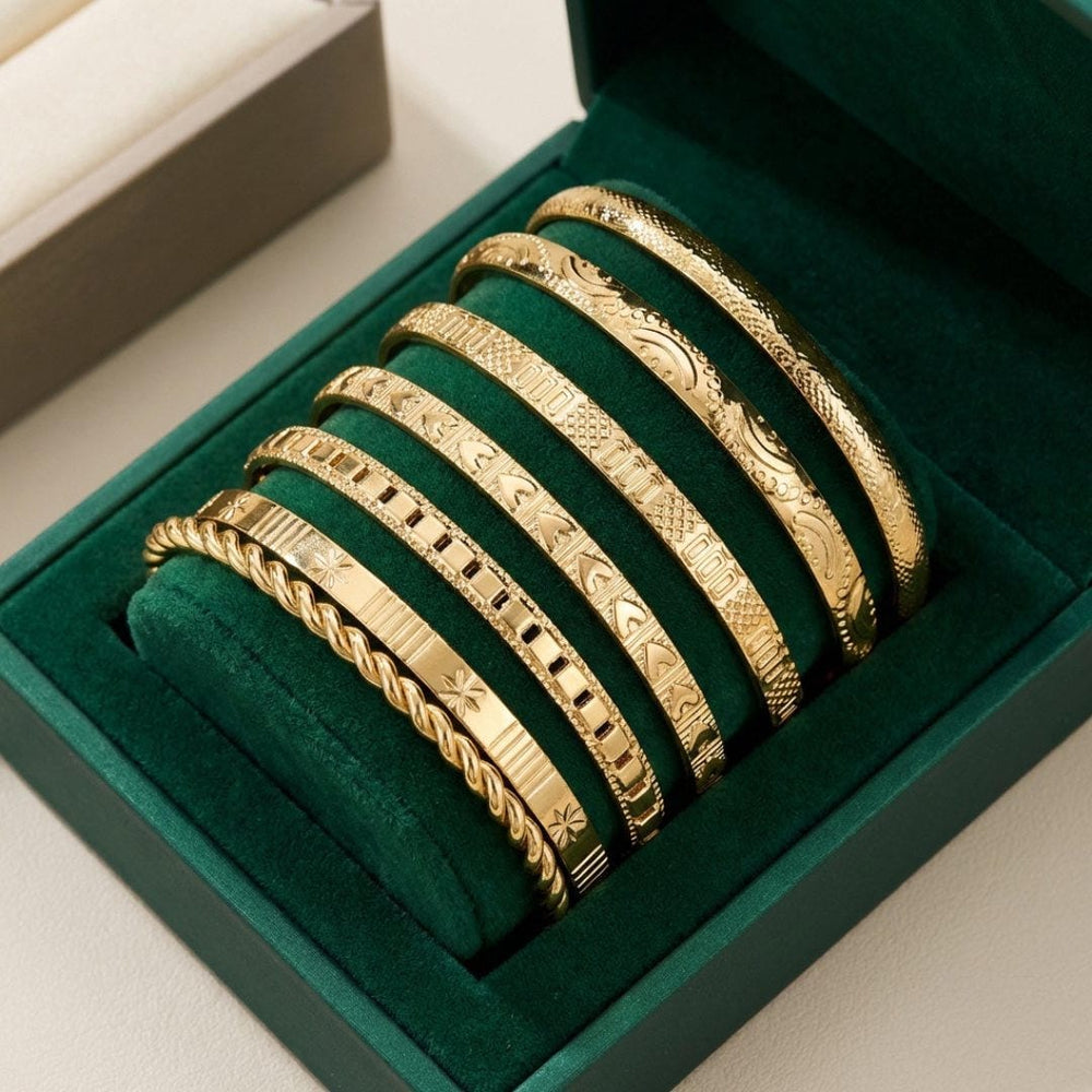 Bracelet de Bangle Ouvert en Or - Ensemble de Bracelets de Resort