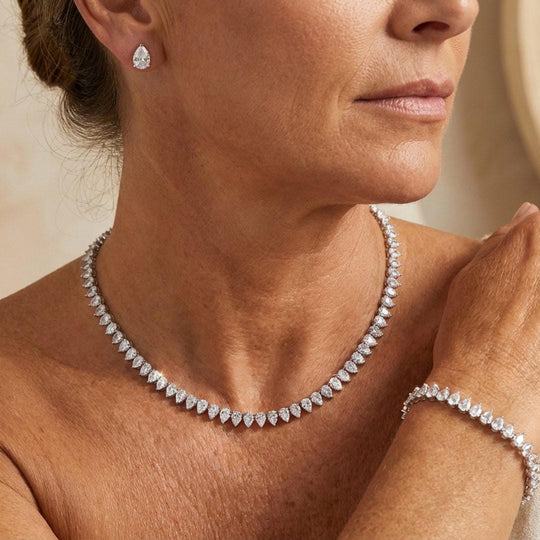 Superbe ensemble complet de mariage en zircon cubique clair rond