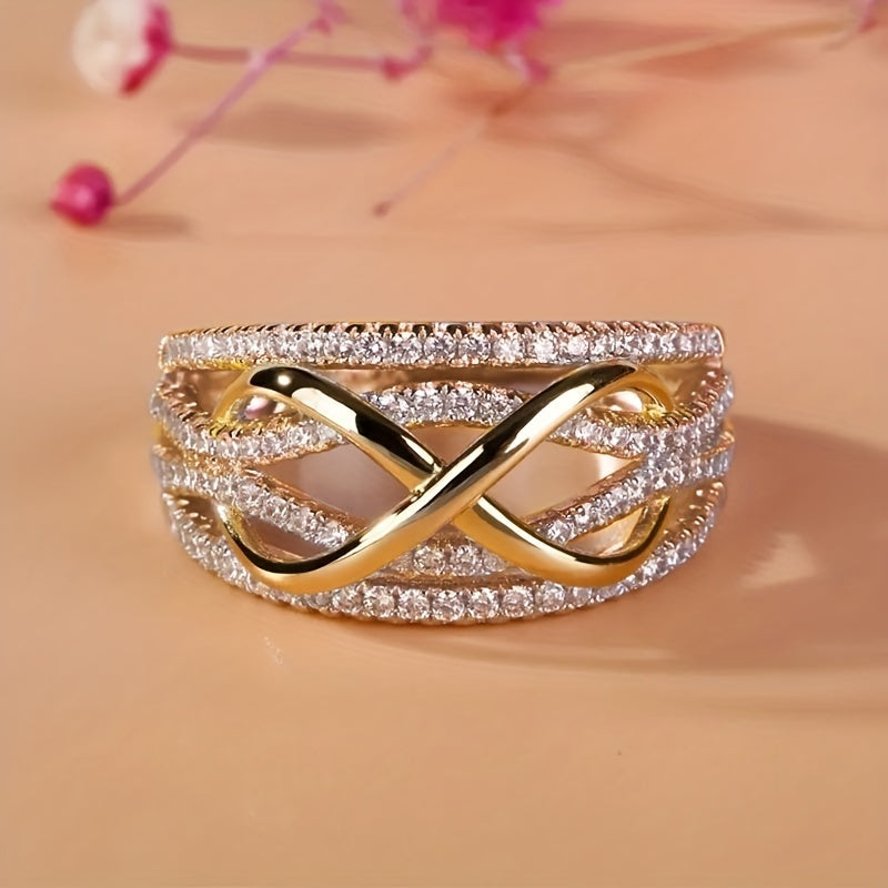 Bague "Infinie" en zirconium plaqué or blanc
